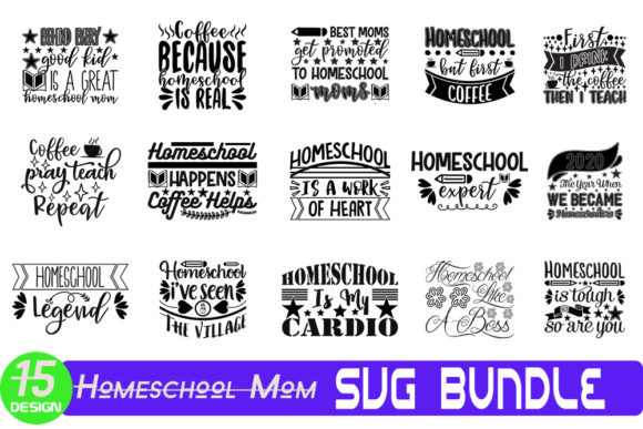 Homeschool Mom SVG Bundle for Crafts & Graphics