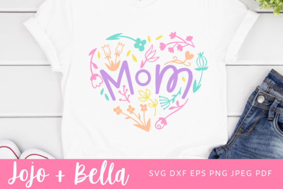Mom Heart Floral Graphics for Crafts & Branding